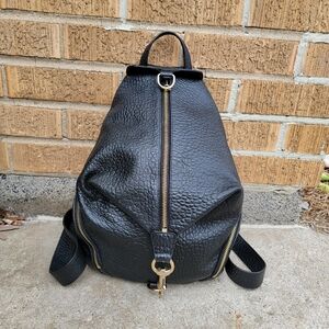 Rebecca Minkoff Julian Black Pebble Leather Clip Backpack